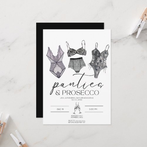 Panties and prosecco lingerie bridal shower  invitation