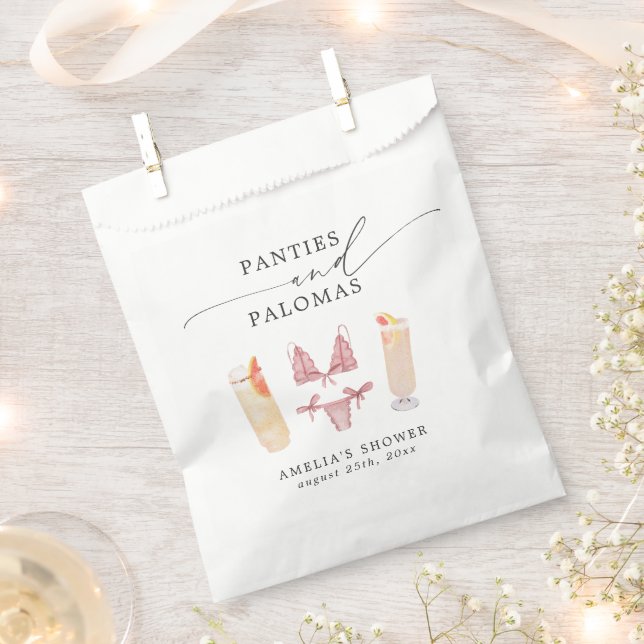 Panties & Palomas Bridal Shower Bachelorette Favor Bag (Clipped)