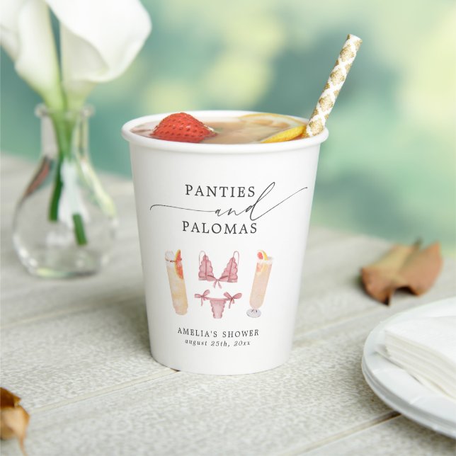Panties & Palomas Bridal Shower Bachelorette Paper Cups (Insitu)