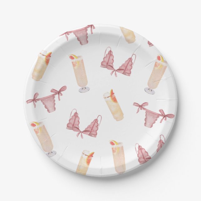 Panties & Palomas Bridal Shower Bachelorette Paper Plates (Front)