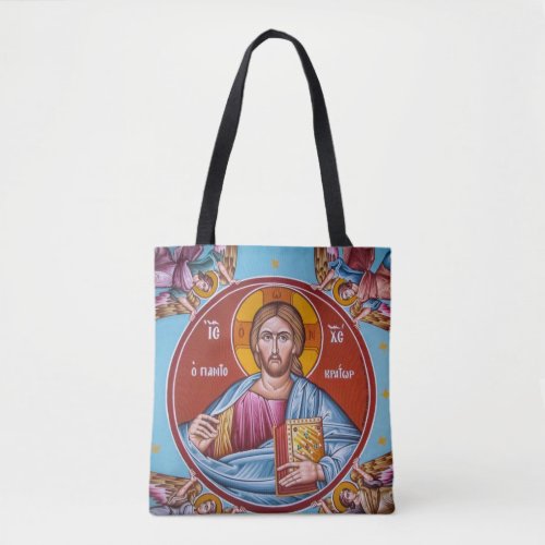 Pantocrator Jesus Christ Angels Orthodox Icon Tote Bag