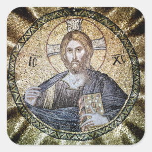 Pantocrator Lord of All Orthodox Christian Icon Square Sticker