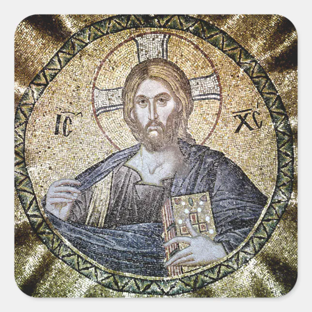 Pantocrator Lord of All Orthodox Christian Icon Square Sticker | Zazzle