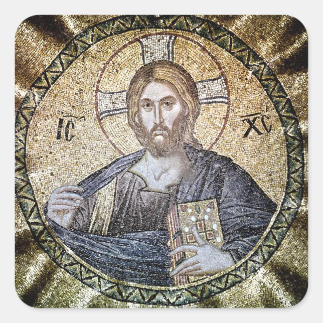 Pantocrator Lord of All Orthodox Christian Icon Square Sticker (Front)