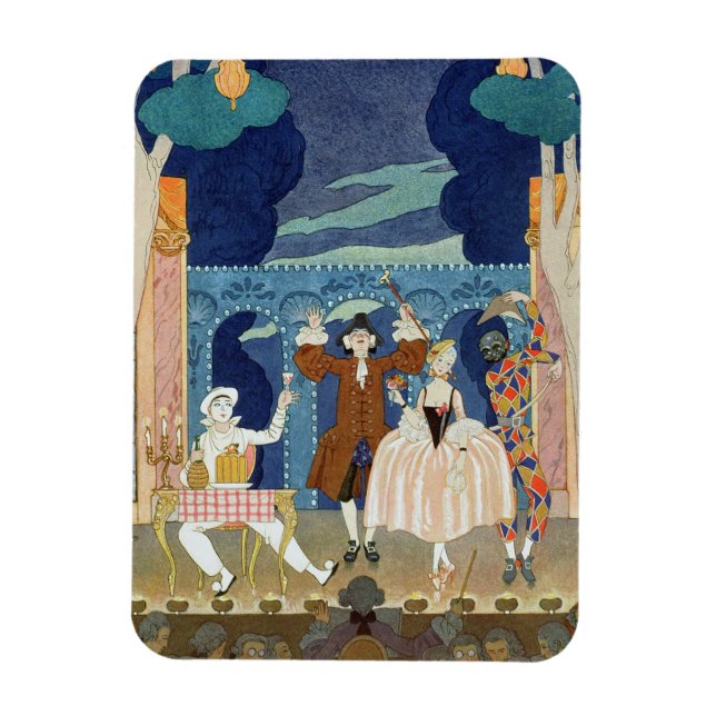 Pantomime Stage, illustration for 'Fetes Galantes' Magnet (Vertical)