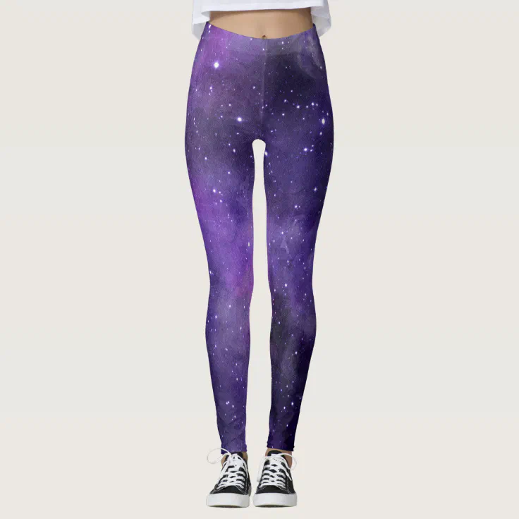 Pantone Violet Galaxy Print Leggings | Zazzle