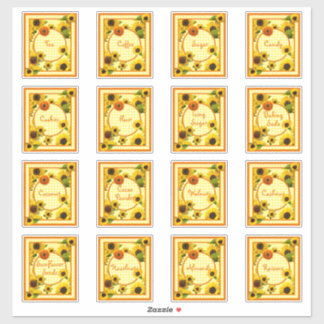 Pantry Canister Food Label Sunflower Plaid