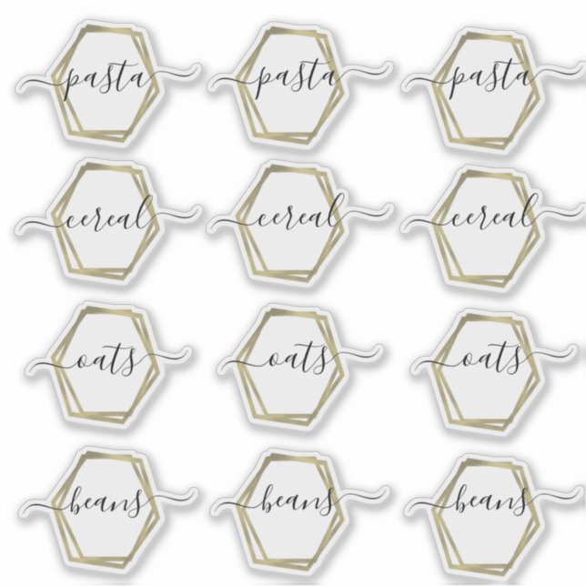 Pantry Organization Faux Gold Geometrical Script  Sticker (Front)
