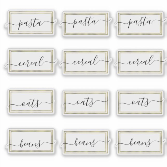 Pantry Organization Faux Gold Script Sticker (Front)