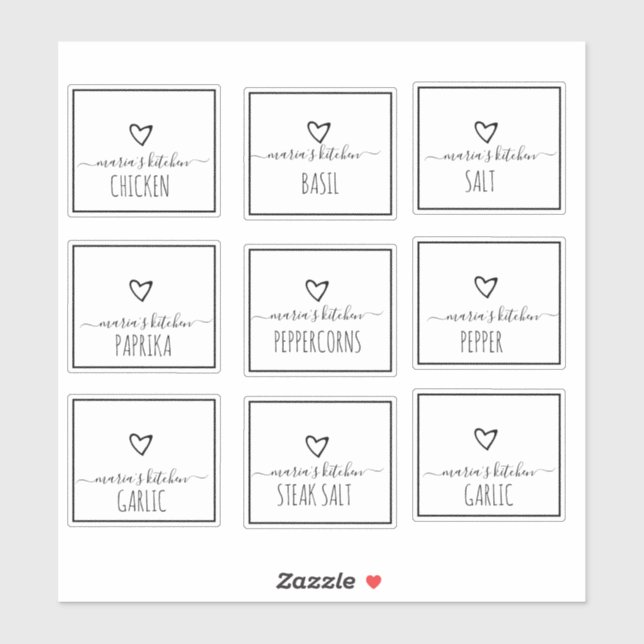 Pantry Organization Spice Cabinet Pretty Script Sticker (Sheet)