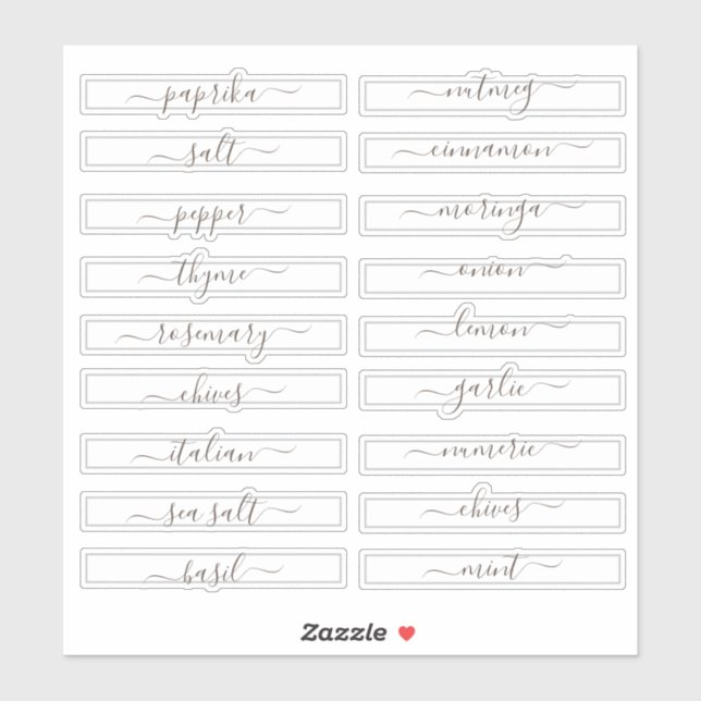 Pantry Organization Spice Cabinet Square Sticker (Sheet)
