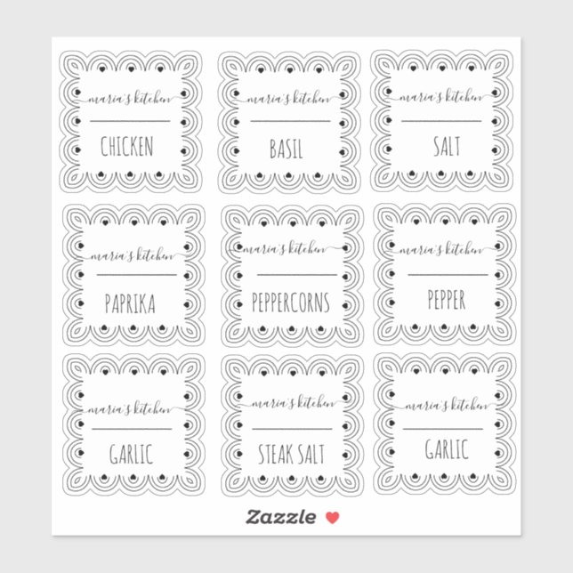 Pantry Organization Spice Jar Decorative Border Sticker (Sheet)