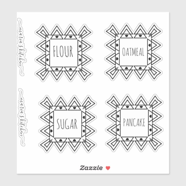 Pantry Organization Square Border Heart Sticker (Sheet)