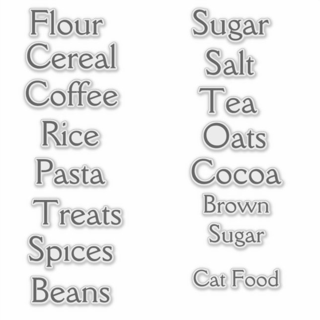 Pantry Staples Customizable Vinyl Sticker (Front)