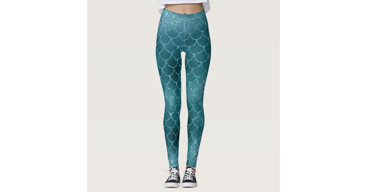 Shimmering Mermaid Tail Leggings - High Waist