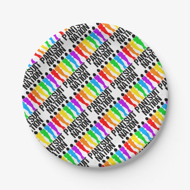 Pantsuit Nation Rainbow Women Paper Plates (Front)