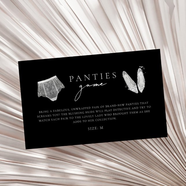 Panty Game Black Modern Lingerie Bridal Shower Enclosure Card (Creator Uploaded)