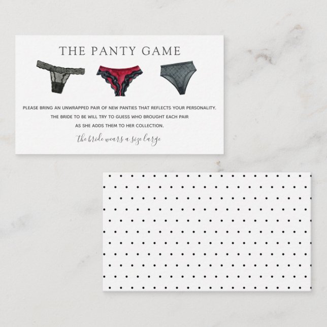 Panty Game Insert Card (Front/Back)