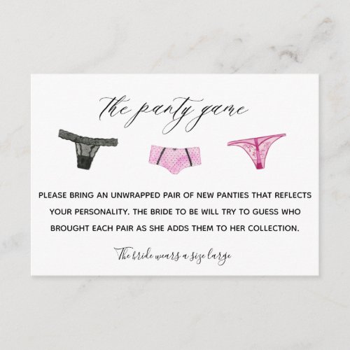 Panty Game Insert Card