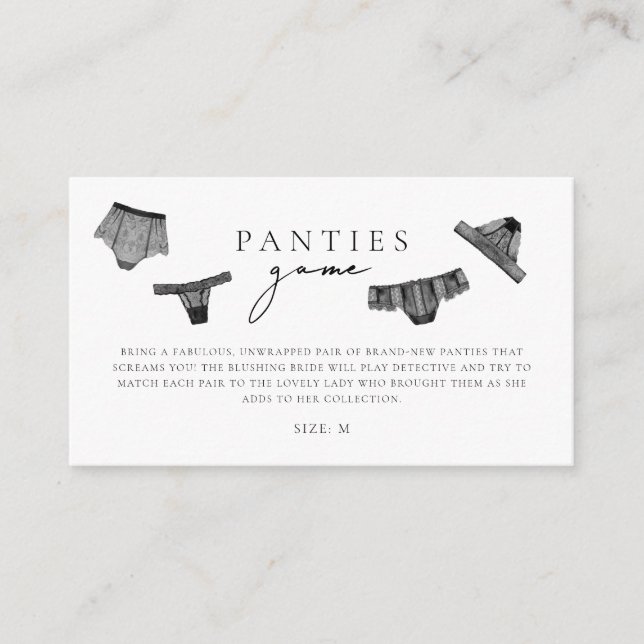 Panty Game Lingerie Bridal Shower Enclosure Card (Front)