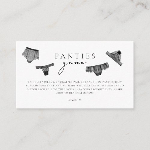 Panty Game Lingerie Bridal Shower Enclosure Card