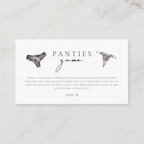 Panty Game Lingerie Bridal Shower Enclosure Card
