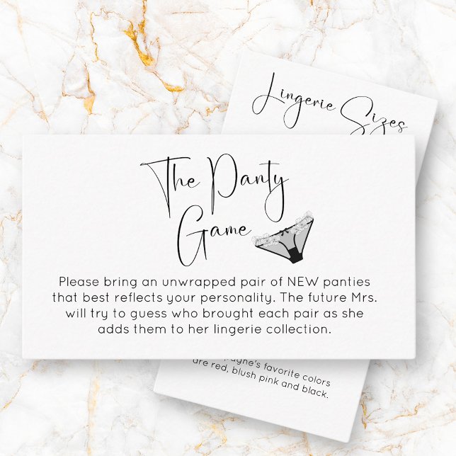 Panty Game Modern Bridal Shower Enclosure Card (Creator Uploaded)