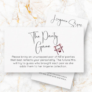 Panty Game Modern Bridal Shower Enclosure Card