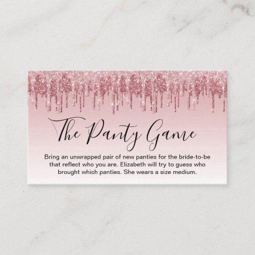 Panty Game Pink Rose Gold Glitter Bachelorette Enclosure Card
