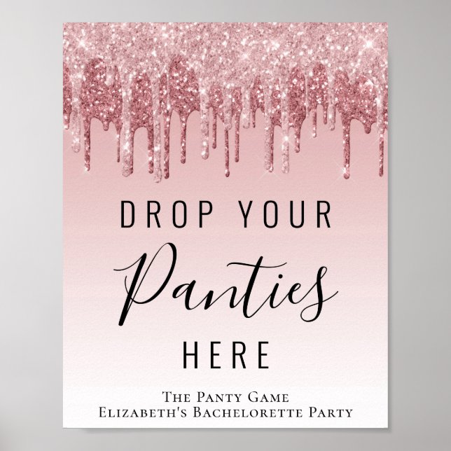 Panty Game Pink Rose Gold Glitter Sign (Front)