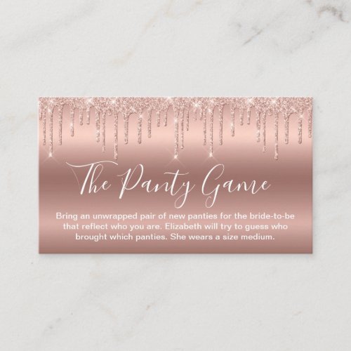 Panty Game Rose Gold Glitter Bachelorette Party Enclosure Card