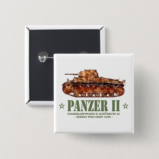 Panzer II A2 World War Two German Light Tank WWII Button (Front & Back)