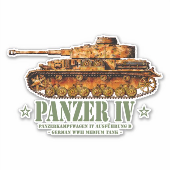 Panzer IV D World War Two German Medium Tank WWII Sticker (Front)