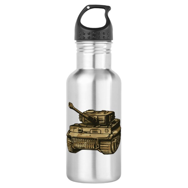 Panzer tank stainless steel water bottle (Front)