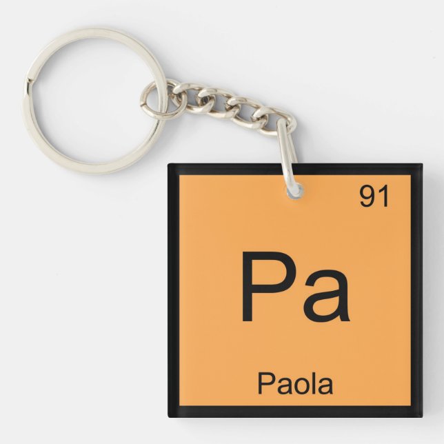 Paola Name Chemistry Element Periodic Table Keychain (Front)