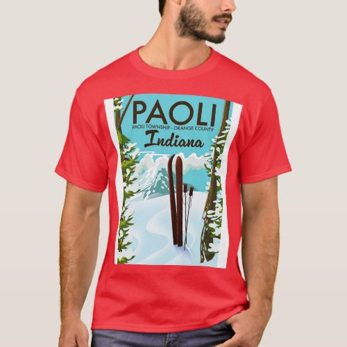 Paoli Orange County Indiana Ski poster T_Shirt