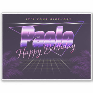 Paolo name first name purple retro sticker birthda
