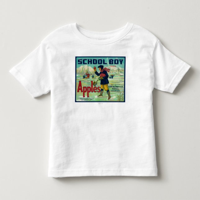 Paonia, Colorado - School Boy Apple Label Toddler T-shirt (Front)