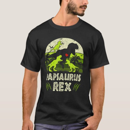 Pap Dinosaur T Rex Papsaurus 3 Kids Matching Famil T_Shirt