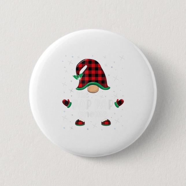 Pap Pap Gnome Buffalo Plaid Matching Ch Button (Front)