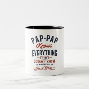 Pap-Pap Knows Everything Design Two-Tone Coffee Mug