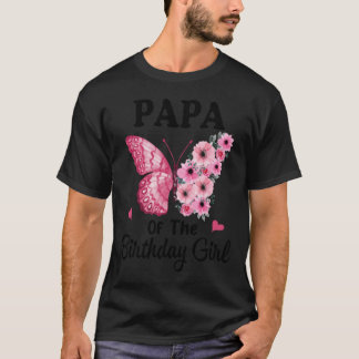 Papa 1st First Birthday Matching Family Butterfly  T-Shirt