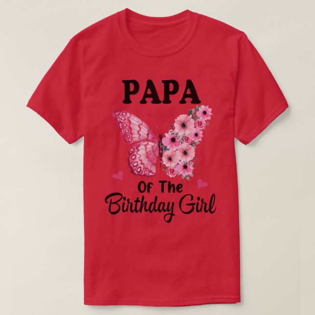 Papa 1st First Birthday Matching Family Butterfly  T-Shirt (Design Front)