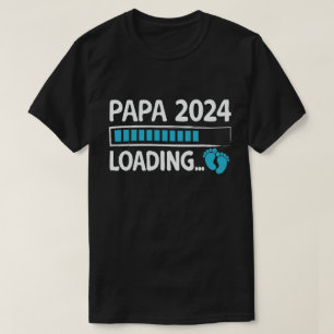 Papa 2024 Loading Pregnancy Announcement New Dad  T-Shirt