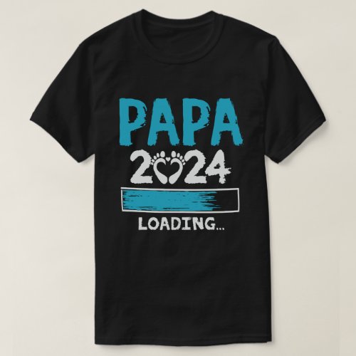 Papa 2024 Loading Pregnancy Announcement New Dad  T_Shirt
