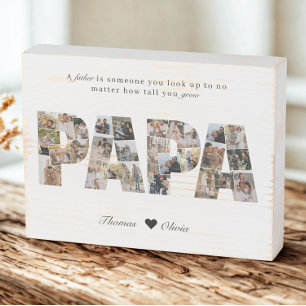 Papa 28 Photo Collage Keepsake for Dad or Grandpa Wooden Box Sign
