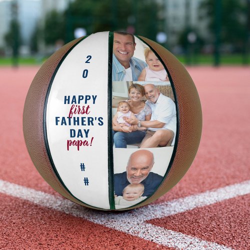 Papa 3 Photo First Fathers Day Editable Year Basketball