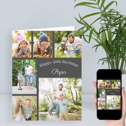 Papa 6 Photo Collage Any Age Happy Birthday Card