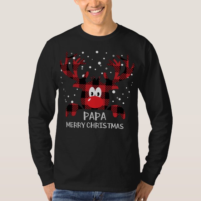Papa Always be yourself Reindeer Santa Hat Buffalo T-Shirt (Front)