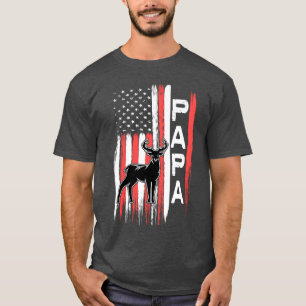 Papa American Flag Deer Buck Hunting Gift from Gra T-Shirt